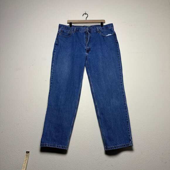 Levi 550 Denim Jean Pant Men Blue 42x32 Straight Fit Western Streetwear Indie - Picture 1 of 15